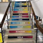 printed graphics for staircase in a college